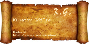 Kubatov Géza névjegykártya