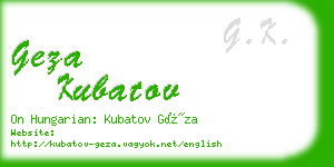 geza kubatov business card